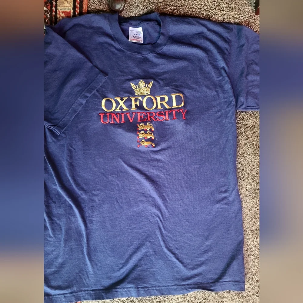 Oxford University dark blue embroidered  t-shirt sz L - Picture 2 of 5